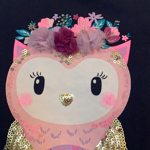 Cynthia Rowley 5/6 Navy Blue Sequin Owl Top Girls Shirt - Picture 9 of 10